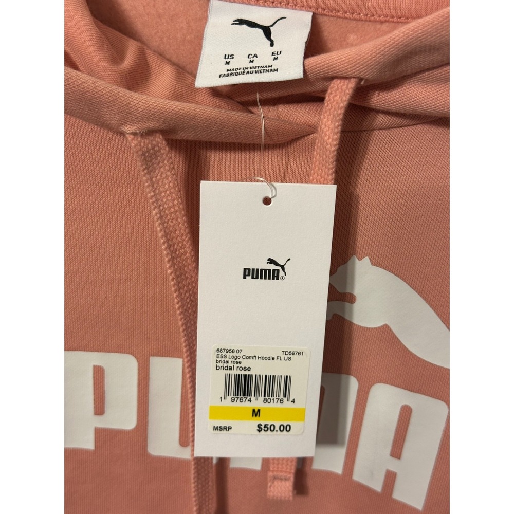 PUMA Essentials Women's Logo Comfy HOODIE Medium. Bridal Rose - Picture 2 of 8